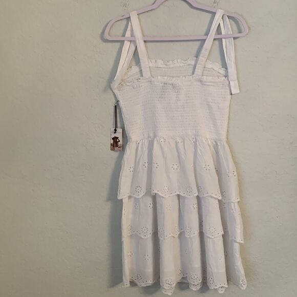 NWT Sincerely Jules Cotton White Tiered Eyelet Mini Sundress Size L - Picture 2 of 9